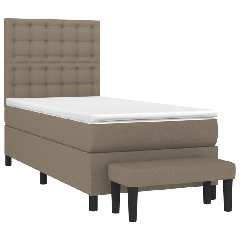 Casa si Gradina - Mobilier - Paturi si accesorii - Paturi - Pat box spring cu saltea, gri taupe, 100x200 cm, textil - Infinity.ro