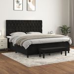 Casa si Gradina - Mobilier - Paturi si accesorii - Paturi - Pat box spring cu saltea, negru, 160x200 cm, catifea - Infinity.ro