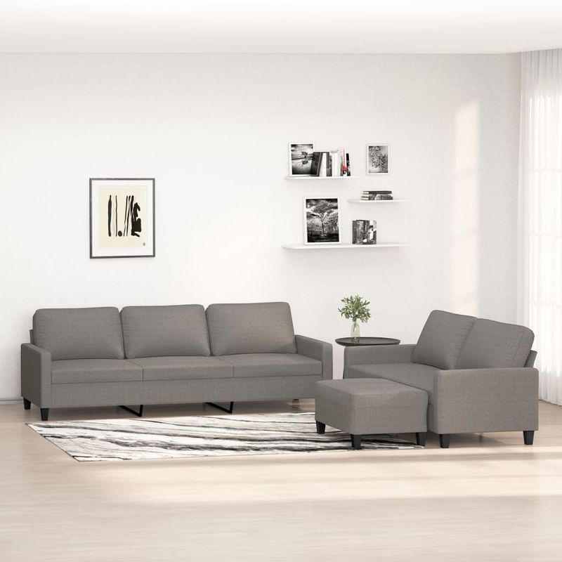 Casa si Gradina - Mobilier - Seturi de mobilier - Seturi living - Set de canapele cu perne, 3 piese, gri inchis, textil - Infinity.ro