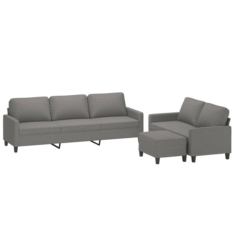 Casa si Gradina - Mobilier - Seturi de mobilier - Seturi living - Set de canapele cu perne, 3 piese, gri inchis, textil - Infinity.ro
