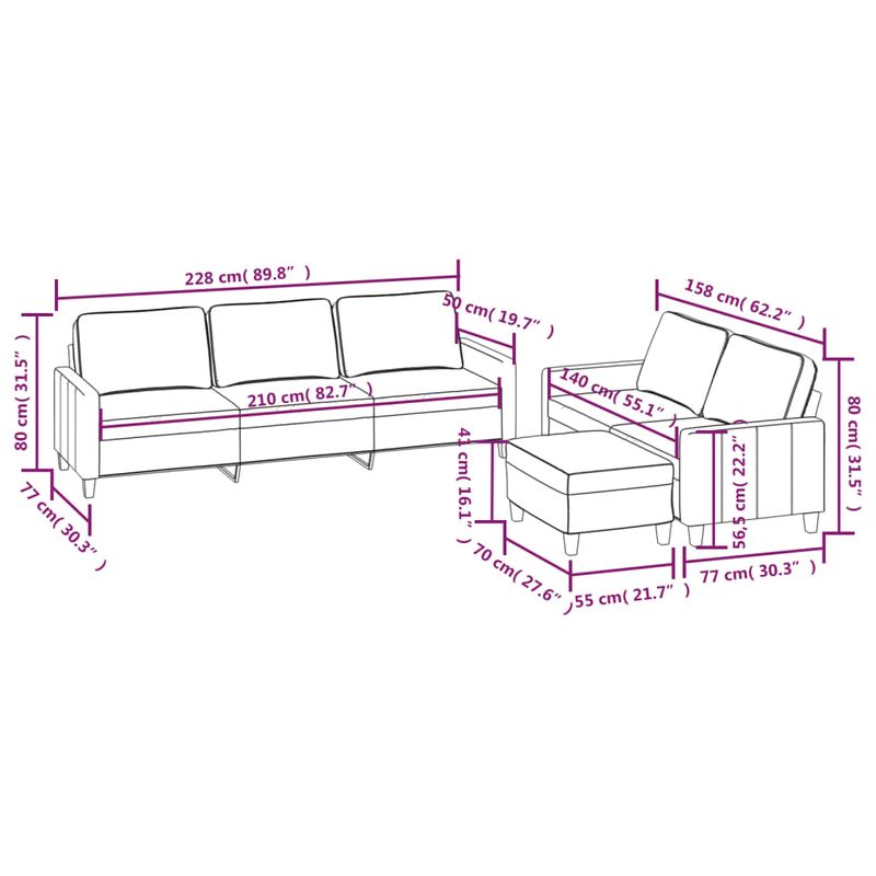 Casa si Gradina - Mobilier - Seturi de mobilier - Seturi living - Set de canapele cu perne, 3 piese, gri inchis, textil - Infinity.ro