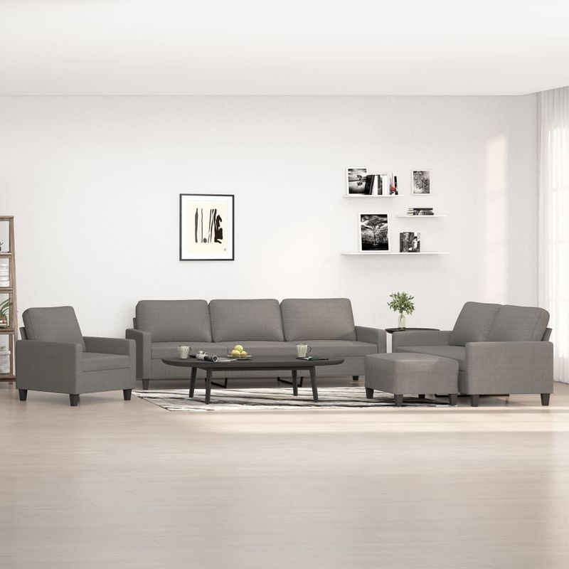 Casa si Gradina - Mobilier - Seturi de mobilier - Seturi living - Set de canapele cu perne, 4 piese, gri inchis, textil - Infinity.ro