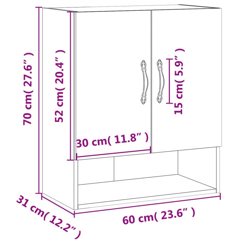 Casa si Gradina - Mobilier - Dulapuri si sifoniere - Dulapuri - Dulap de perete, gri beton, 60x31x70 cm, lemn compozit - Infinity.ro
