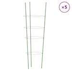Casa si Gradina - Gradina si terasa - Garduri, panouri si accesorii - Suport plante de gradina cu 4 inele, 5 buc, verde, 45 cm, otel - Infinity.ro
