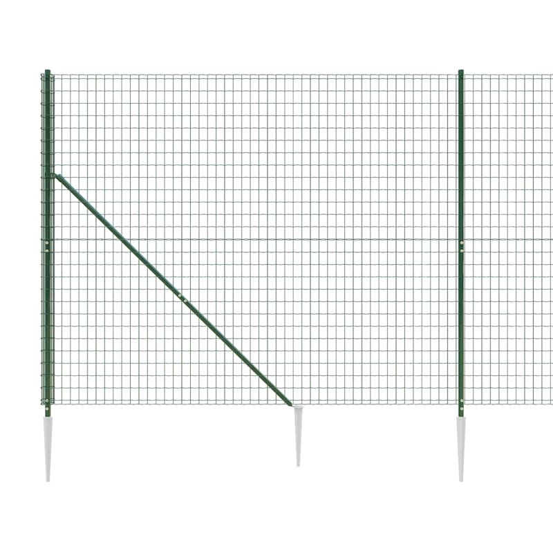 Casa si Gradina - Gradina si terasa - Garduri, panouri si accesorii - Gard plasa de sarma cu tarusi de fixare, verde, 1,8x25 m - Infinity.ro