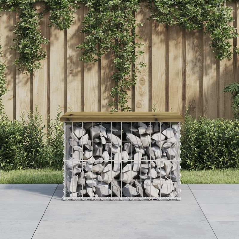 Casa si Gradina - Gradina si terasa - Mobilier exterior - Bancute de gradina - Banca gradina, design gabion, 63x44x42 cm, lemn pin impregnat - Infinity.ro