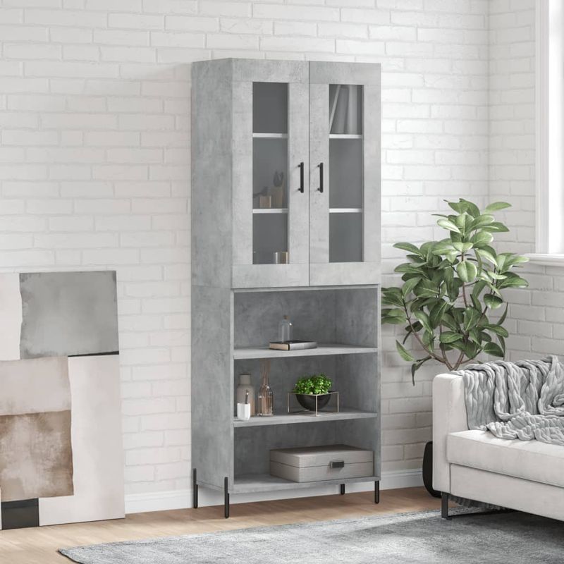 Casa si Gradina - Mobilier - Comode si corpuri - Corpuri bucatarie - Dulap inalt, gri beton, 69,5x34x180, lemn compozit - Infinity.ro