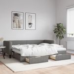 Casa si Gradina - Mobilier - Paturi si accesorii - Paturi - Pat de zi cu extensie si sertare, gri inchis, 80x200 cm textil - Infinity.ro
