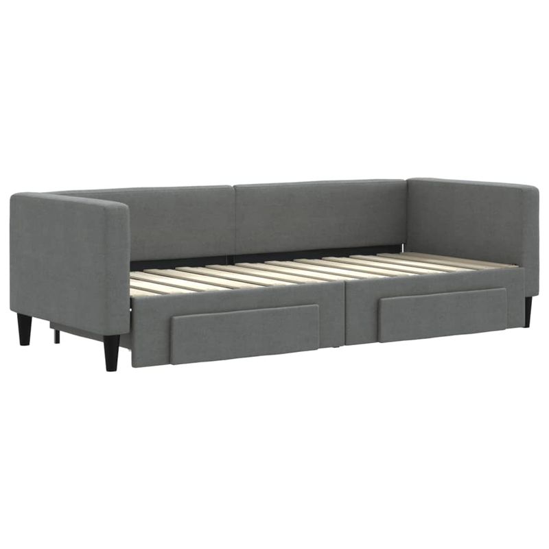 Casa si Gradina - Mobilier - Paturi si accesorii - Paturi - Pat de zi cu extensie si sertare, gri inchis, 80x200 cm textil - Infinity.ro