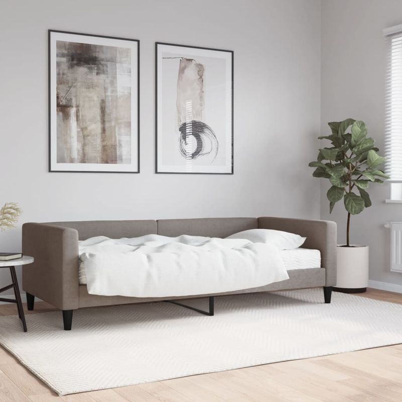 Casa si Gradina - Mobilier - Paturi si accesorii - Paturi - Pat de zi cu saltea, gri taupe, 90x200 cm, textil - Infinity.ro