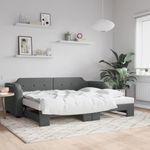 Casa si Gradina - Mobilier - Paturi si accesorii - Paturi - Pat de zi cu extensie, gri inchis, 100x200 cm, textil - Infinity.ro