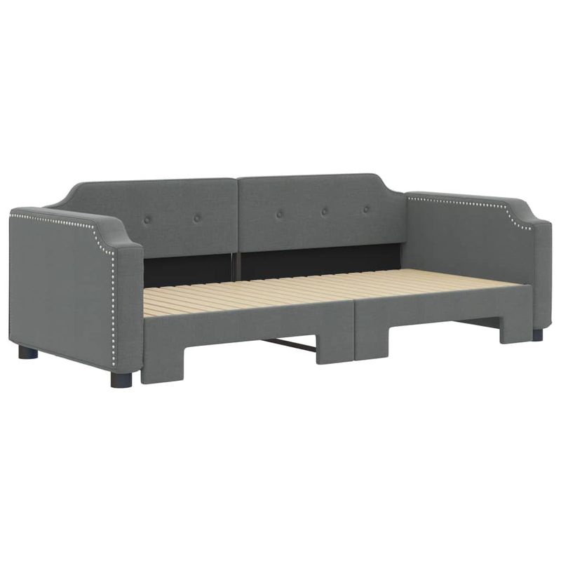 Casa si Gradina - Mobilier - Paturi si accesorii - Paturi - Pat de zi cu extensie, gri inchis, 100x200 cm, textil - Infinity.ro