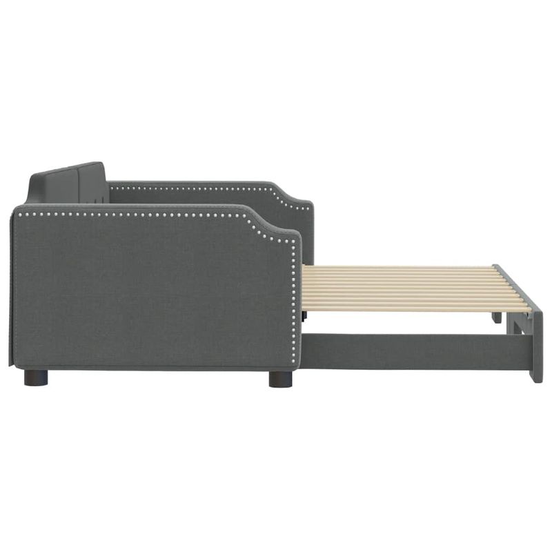 Casa si Gradina - Mobilier - Paturi si accesorii - Paturi - Pat de zi cu extensie, gri inchis, 100x200 cm, textil - Infinity.ro