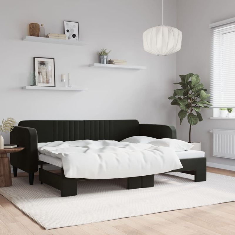 Casa si Gradina - Mobilier - Paturi si accesorii - Paturi - Pat de zi cu extensie, negru, 80x200 cm, catifea - Infinity.ro