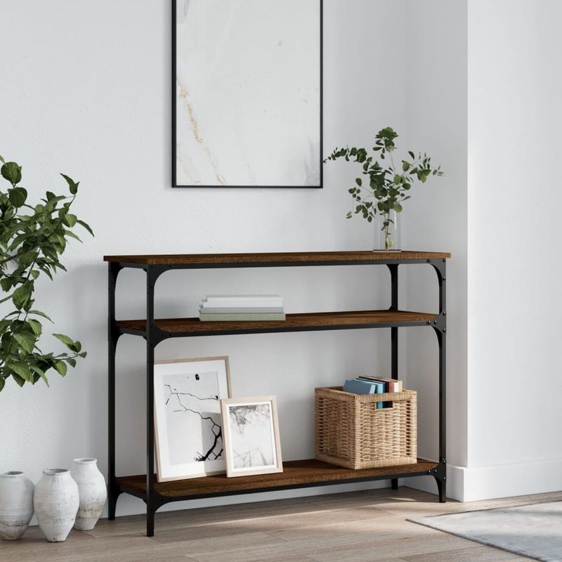 Casa si Gradina - Mobilier - Comode si corpuri - Console - Masuta consola, stejar maro, 100x29x75 cm, lemn prelucrat - Infinity.ro