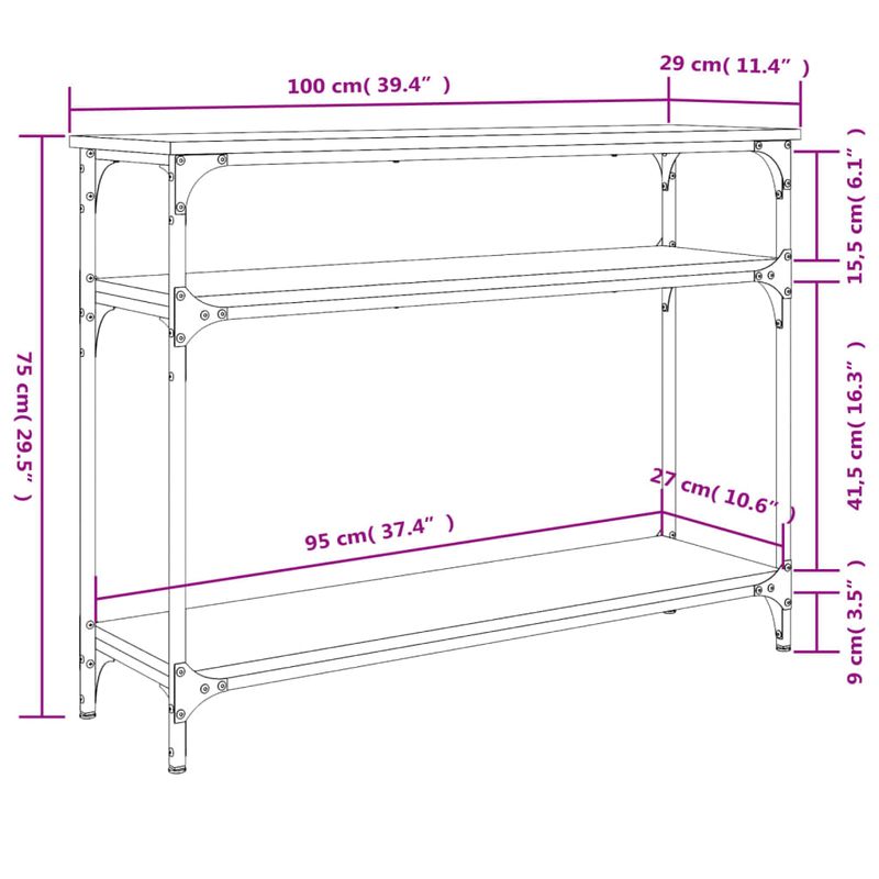 Casa si Gradina - Mobilier - Comode si corpuri - Console - Masuta consola, stejar maro, 100x29x75 cm, lemn prelucrat - Infinity.ro