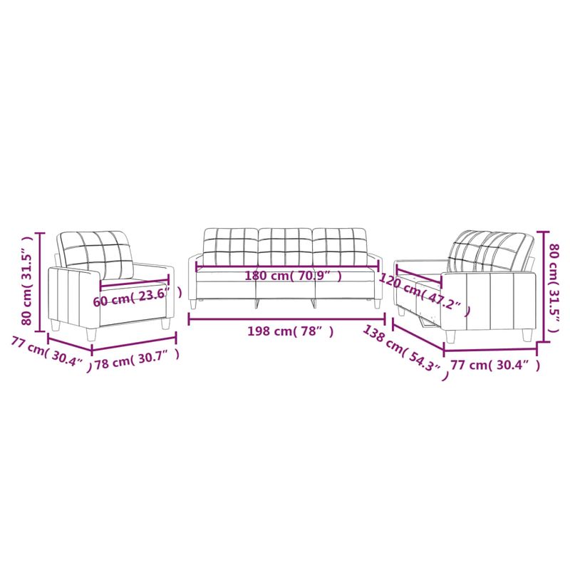 Casa si Gradina - Mobilier - Seturi de mobilier - Seturi living - Set de canapele cu perne, 3 piese, cappuccino, piele ecologica - Infinity.ro