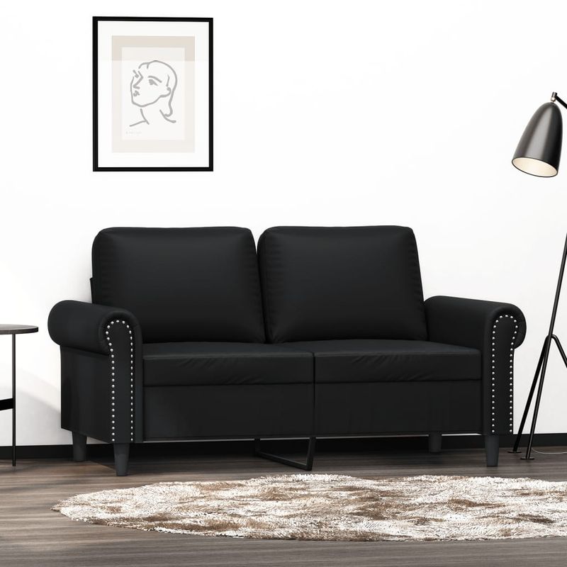 Casa si Gradina - Mobilier - Canapele si coltare - Canapele - Canapea cu 2 locuri, negru, 120 cm, piele ecologica - Infinity.ro