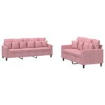 Casa si Gradina - Mobilier - Seturi de mobilier - Seturi living - Set de canapele cu perne, 2 piese, roz, catifea - Infinity.ro