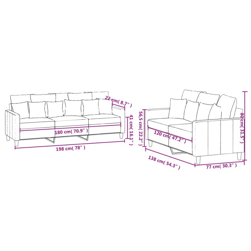 Casa si Gradina - Mobilier - Seturi de mobilier - Seturi living - Set de canapele cu perne, 2 piese, roz, catifea - Infinity.ro
