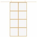 Casa si Gradina - Constructii - Usi interior, exterior si garaj - Usi garaj - Usa glisanta, auriu, 102,5x205 cm, sticla ESG mata si aluminiu - Infinity.ro