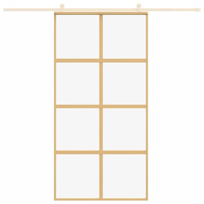 Casa si Gradina - Constructii - Usi interior, exterior si garaj - Usi garaj - Usa glisanta, auriu, 102,5x205 cm, sticla ESG mata si aluminiu - Infinity.ro