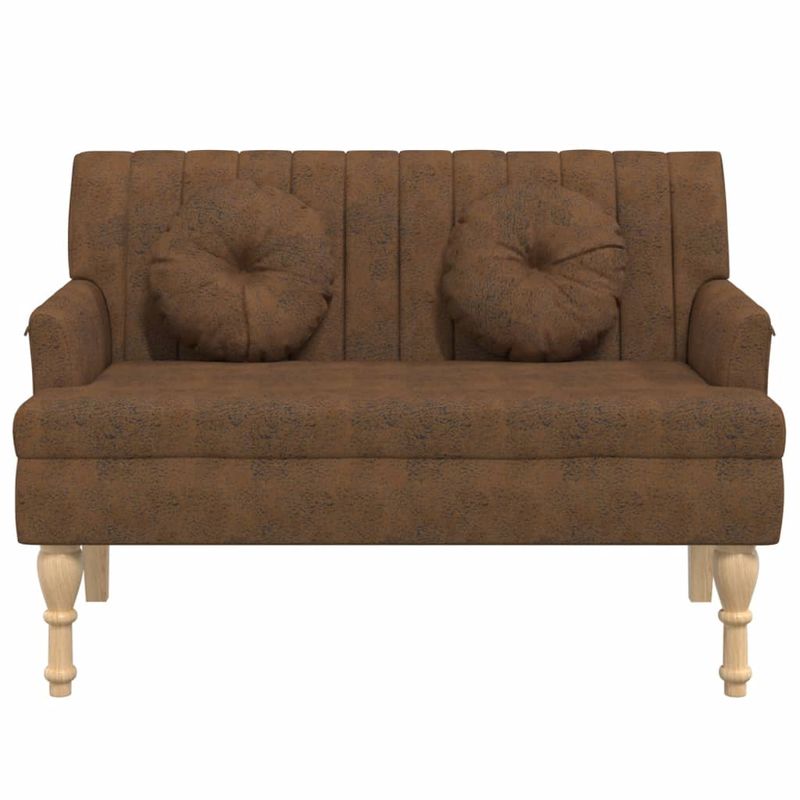 Casa si Gradina - Mobilier - Canapele si coltare - Banchete - Bancheta spatar maro 113x64,5x75,5 cm, piele intoarsa ecologica - Infinity.ro