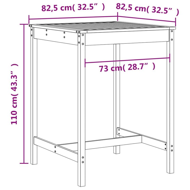 Casa si Gradina - Gradina si terasa - Mobilier exterior - Seturi mobila gradina - Set bar de gradina, 3 piese, gri, lemn masiv de pin - Infinity.ro