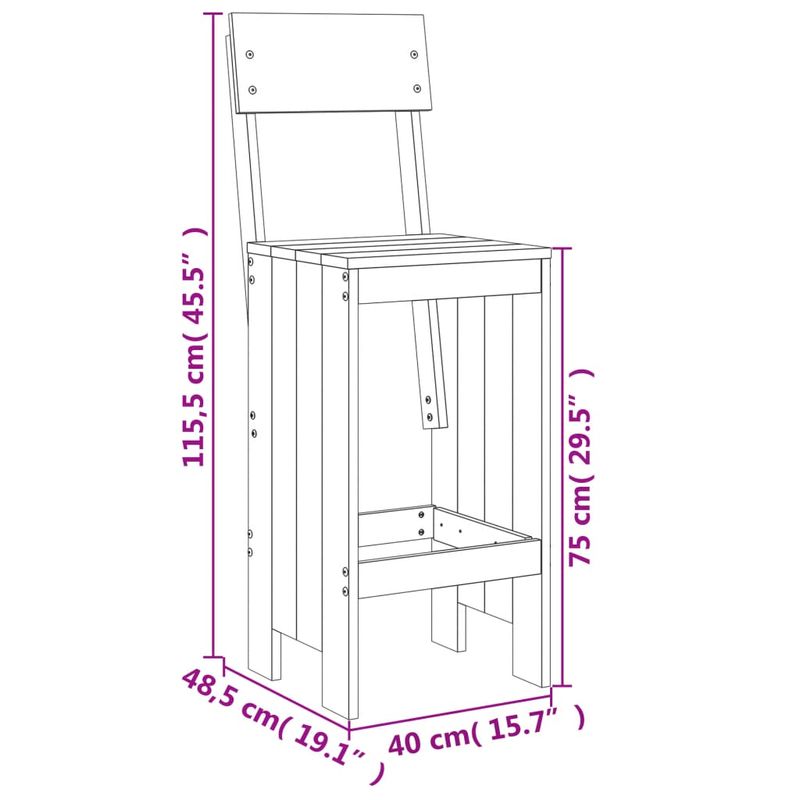 Casa si Gradina - Gradina si terasa - Mobilier exterior - Seturi mobila gradina - Set bar de gradina, 3 piese, gri, lemn masiv de pin - Infinity.ro