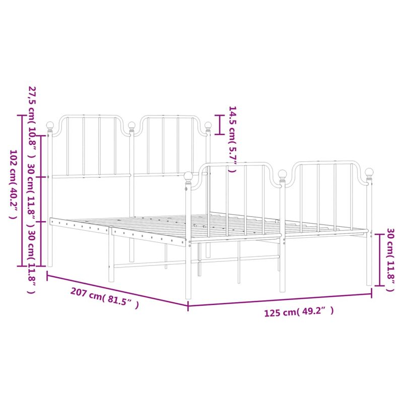 Casa si Gradina - Mobilier - Paturi si accesorii - Paturi - Cadru pat metalic cu tablie de cap/picioare , negru, 120x200 cm - Infinity.ro