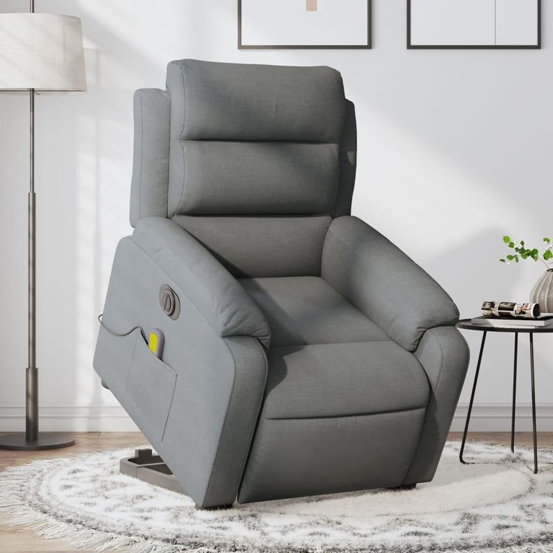 Ingrijire personala si Cosmetice - Sanatate si wellness - Articole wellness - Fotolii de masaj - Fotoliu electric masaj rabatabil cu ridicare, gri inchis textil - Infinity.ro