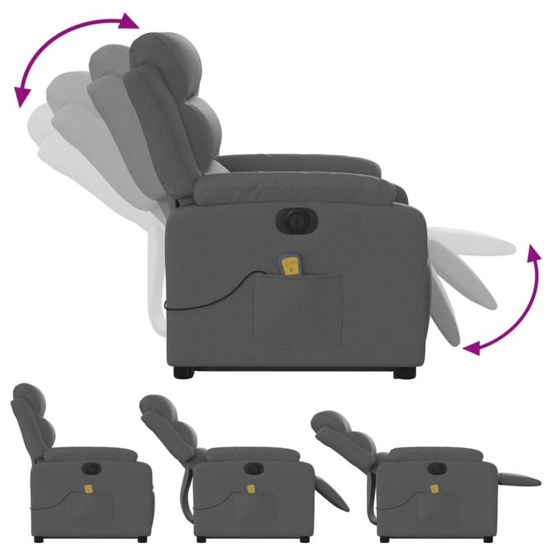 Ingrijire personala si Cosmetice - Sanatate si wellness - Articole wellness - Fotolii de masaj - Fotoliu electric masaj rabatabil cu ridicare, gri inchis textil - Infinity.ro