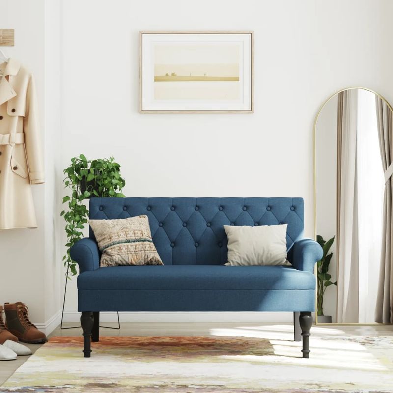 Casa si Gradina - Mobilier - Canapele si coltare - Banchete - Banca cu spatar, albastru, 120x62x75,5 cm, textil - Infinity.ro
