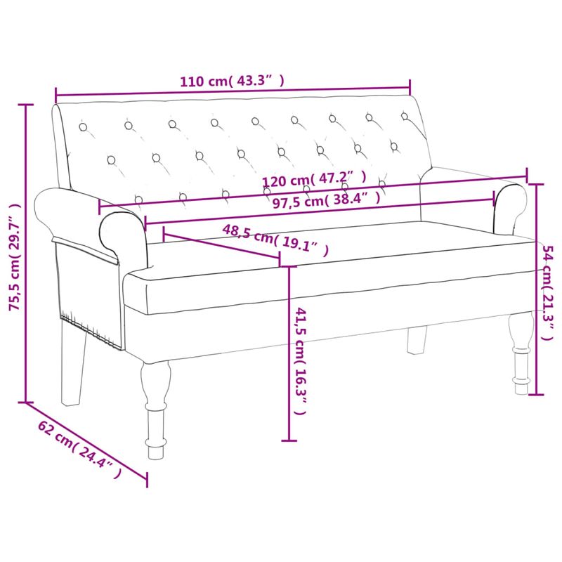 Casa si Gradina - Mobilier - Canapele si coltare - Banchete - Banca cu spatar, albastru, 120x62x75,5 cm, textil - Infinity.ro