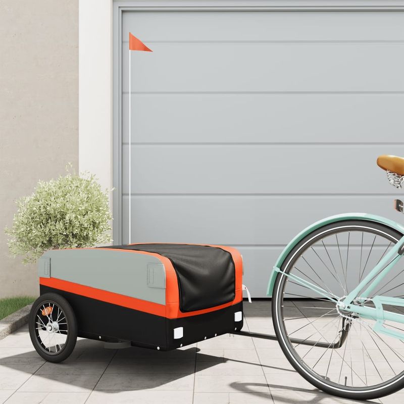Sport si Outdoor - Ciclism - Accesorii pentru biciclete - Remorci biciclete - Remorca pentru biciclete, negru și portocaliu, 45 kg, fier, mărime 126x63x50 cm - Infinity.ro