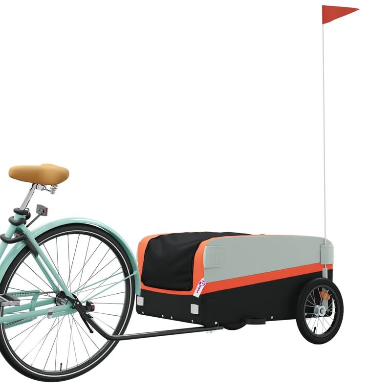 Sport si Outdoor - Ciclism - Accesorii pentru biciclete - Remorci biciclete - Remorca pentru biciclete, negru și portocaliu, 45 kg, fier, mărime 126x63x50 cm - Infinity.ro
