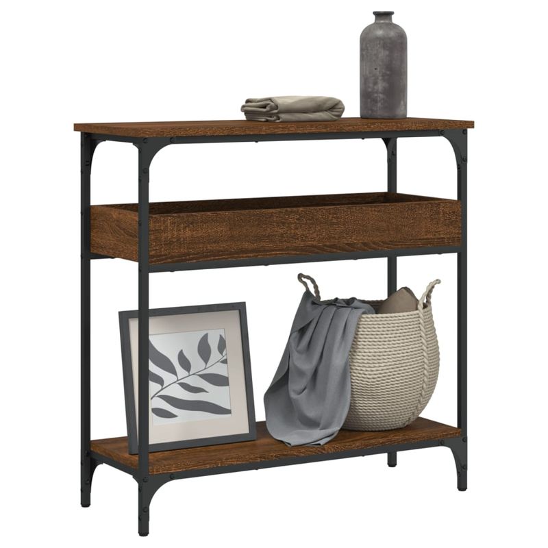 Casa si Gradina - Mobilier - Comode si corpuri - Console - Masuta consola cu raft stejar maro 75x29x75 cm lemn prelucrat - Infinity.ro