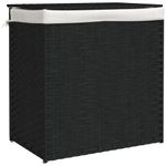 Market - Spalare si intretinere rufe - Uscatoare de rufe si accesorii - Cos de rufe cu 2 sectiuni, negru, 53x35x57 cm, poliratan - Infinity.ro