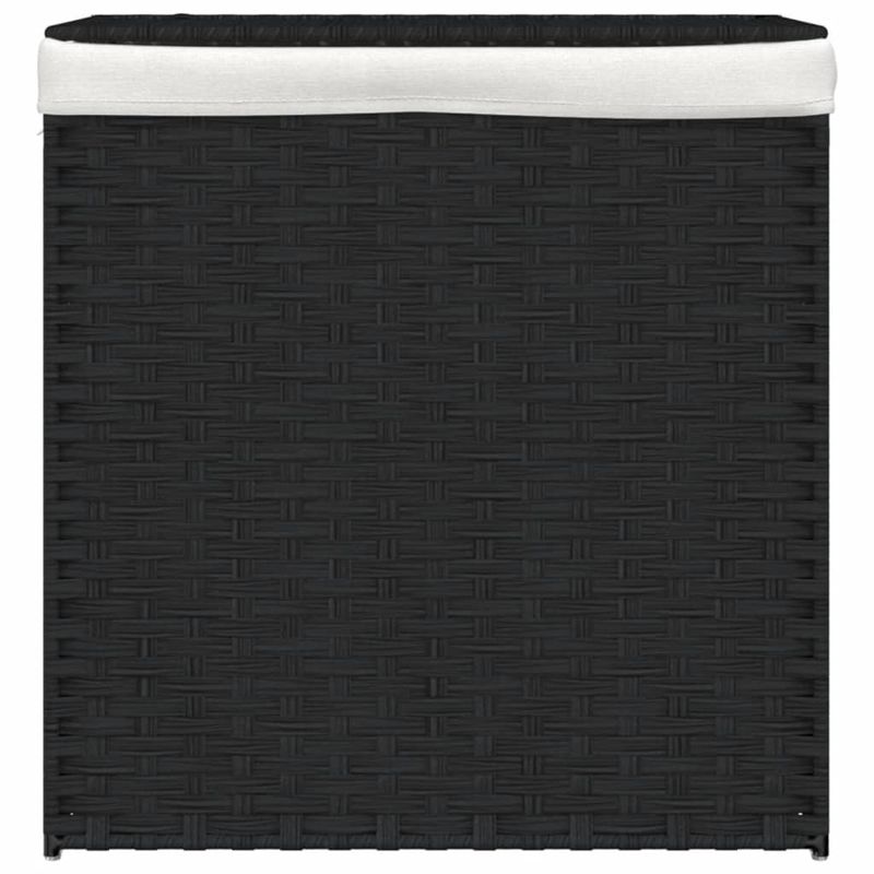 Market - Spalare si intretinere rufe - Uscatoare de rufe si accesorii - Cos de rufe cu 2 sectiuni, negru, 53x35x57 cm, poliratan - Infinity.ro