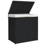 Market - Spalare si intretinere rufe - Uscatoare de rufe si accesorii - Cos de rufe cu 2 sectiuni, negru, 53x35x57 cm, poliratan - Infinity.ro