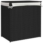 Market - Spalare si intretinere rufe - Uscatoare de rufe si accesorii - Cos de rufe cu 2 sectiuni, negru, 53x35x57 cm, poliratan - Infinity.ro