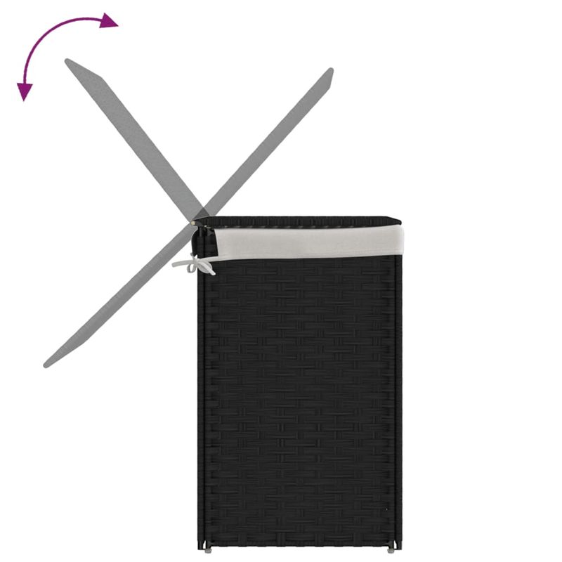 Market - Spalare si intretinere rufe - Uscatoare de rufe si accesorii - Cos de rufe cu 2 sectiuni, negru, 53x35x57 cm, poliratan - Infinity.ro