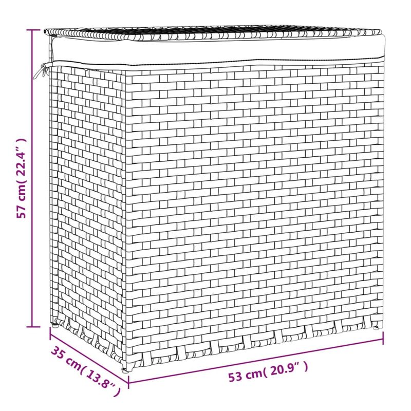 Market - Spalare si intretinere rufe - Uscatoare de rufe si accesorii - Cos de rufe cu 2 sectiuni, negru, 53x35x57 cm, poliratan - Infinity.ro