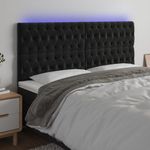 Casa si Gradina - Mobilier - Paturi si accesorii - Accesorii paturi - Tablie de pat cu LED, negru, 180x7x118/128 cm, catifea - Infinity.ro