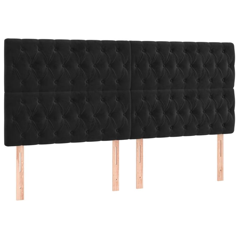 Casa si Gradina - Mobilier - Paturi si accesorii - Accesorii paturi - Tablie de pat cu LED, negru, 180x7x118/128 cm, catifea - Infinity.ro