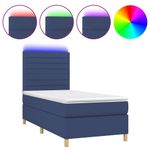 Casa si Gradina - Mobilier - Paturi si accesorii - Paturi - Pat cu arcuri, saltea si LED, albastru, 90x200 cm, textil - Infinity.ro