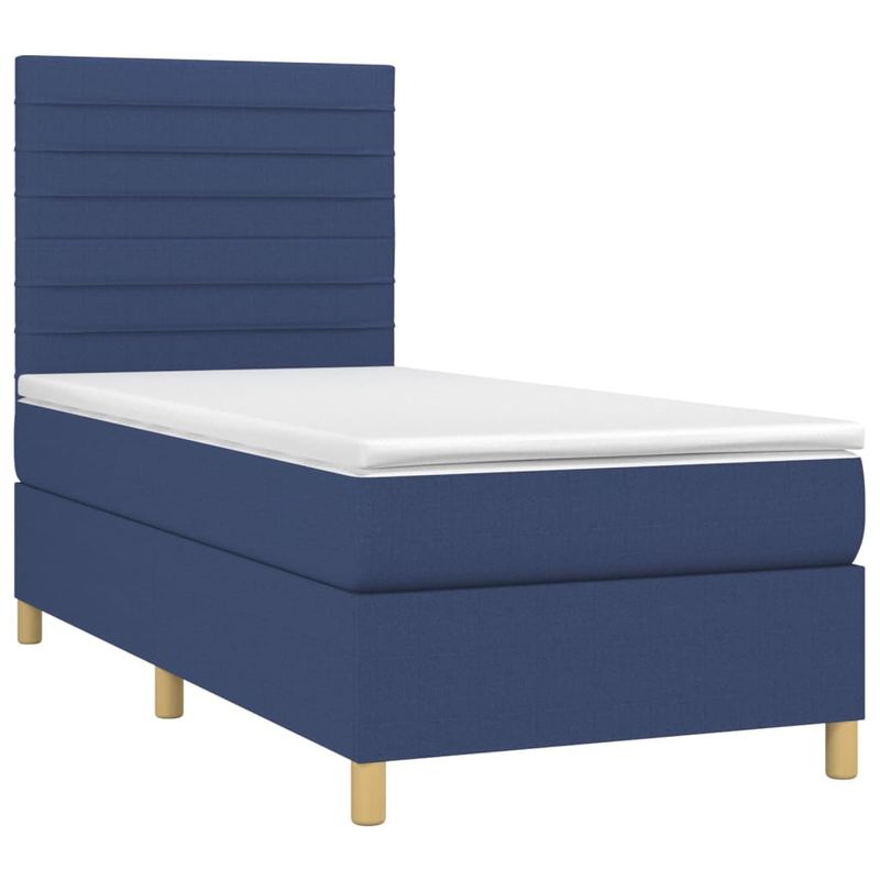 Casa si Gradina - Mobilier - Paturi si accesorii - Paturi - Pat cu arcuri, saltea si LED, albastru, 90x200 cm, textil - Infinity.ro