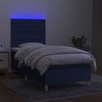 Casa si Gradina - Mobilier - Paturi si accesorii - Paturi - Pat cu arcuri, saltea si LED, albastru, 90x200 cm, textil - Infinity.ro