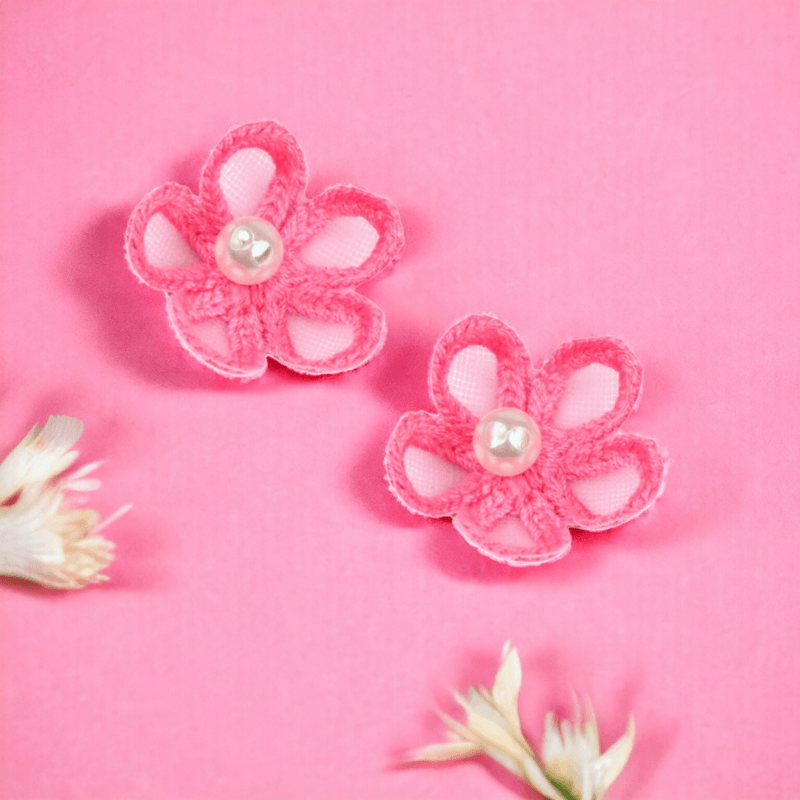 Casa si Gradina - Decoratiuni - DIY - Articole mercerie - Set 10 flori textile pentru cusut sau lipit pe haine, diametru 25 mm, Roz - Infinity.ro