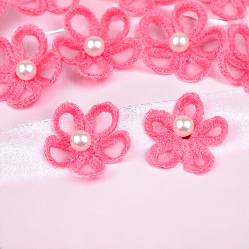 Casa si Gradina - Decoratiuni - DIY - Articole mercerie - Set 10 flori textile pentru cusut sau lipit pe haine, diametru 25 mm, Roz - Infinity.ro